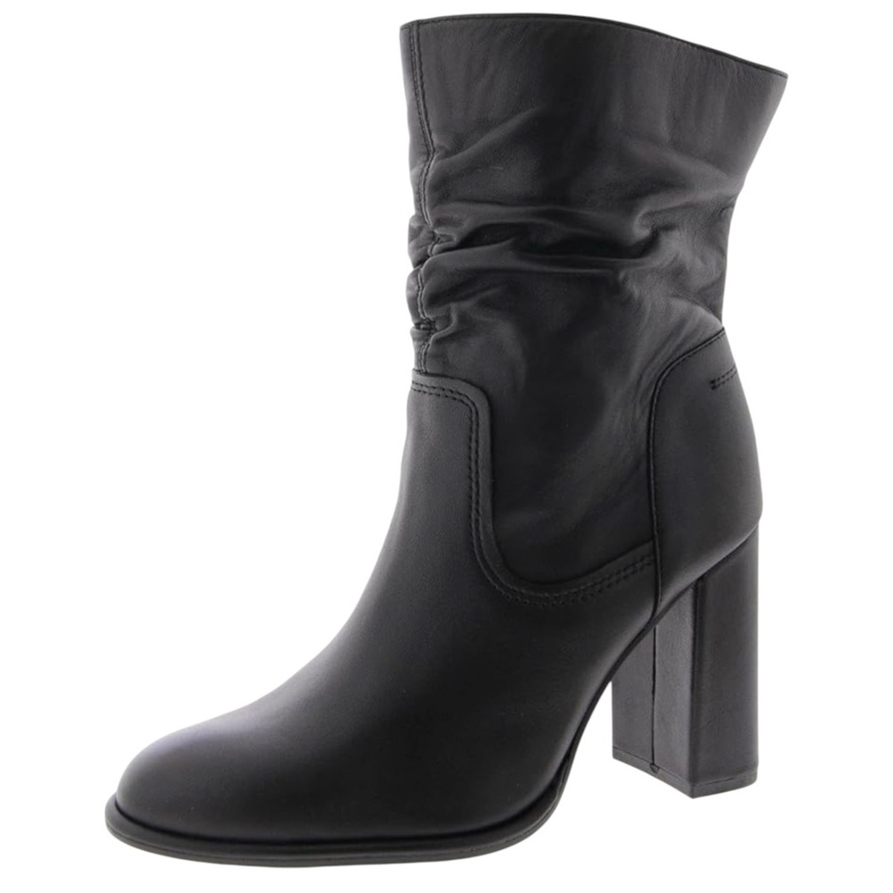 🟡 Steve Madden VECTOR Black Leather Slouch Ankle Boots